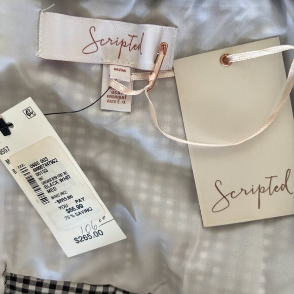 Scripted Gingham Bow Front Cutout Romper Size M/M - Picture 4 of 4
